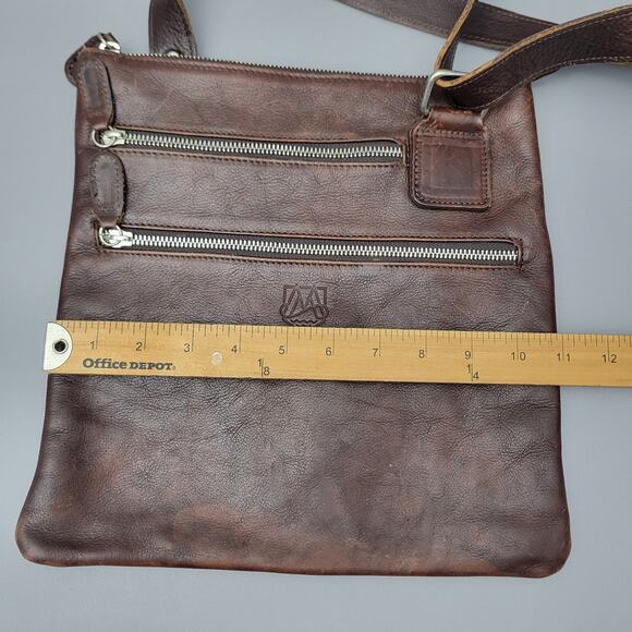 I Malatesta Leather Brown Crossbody Shoulder Bag Made in Italy - Picture 9 of 14